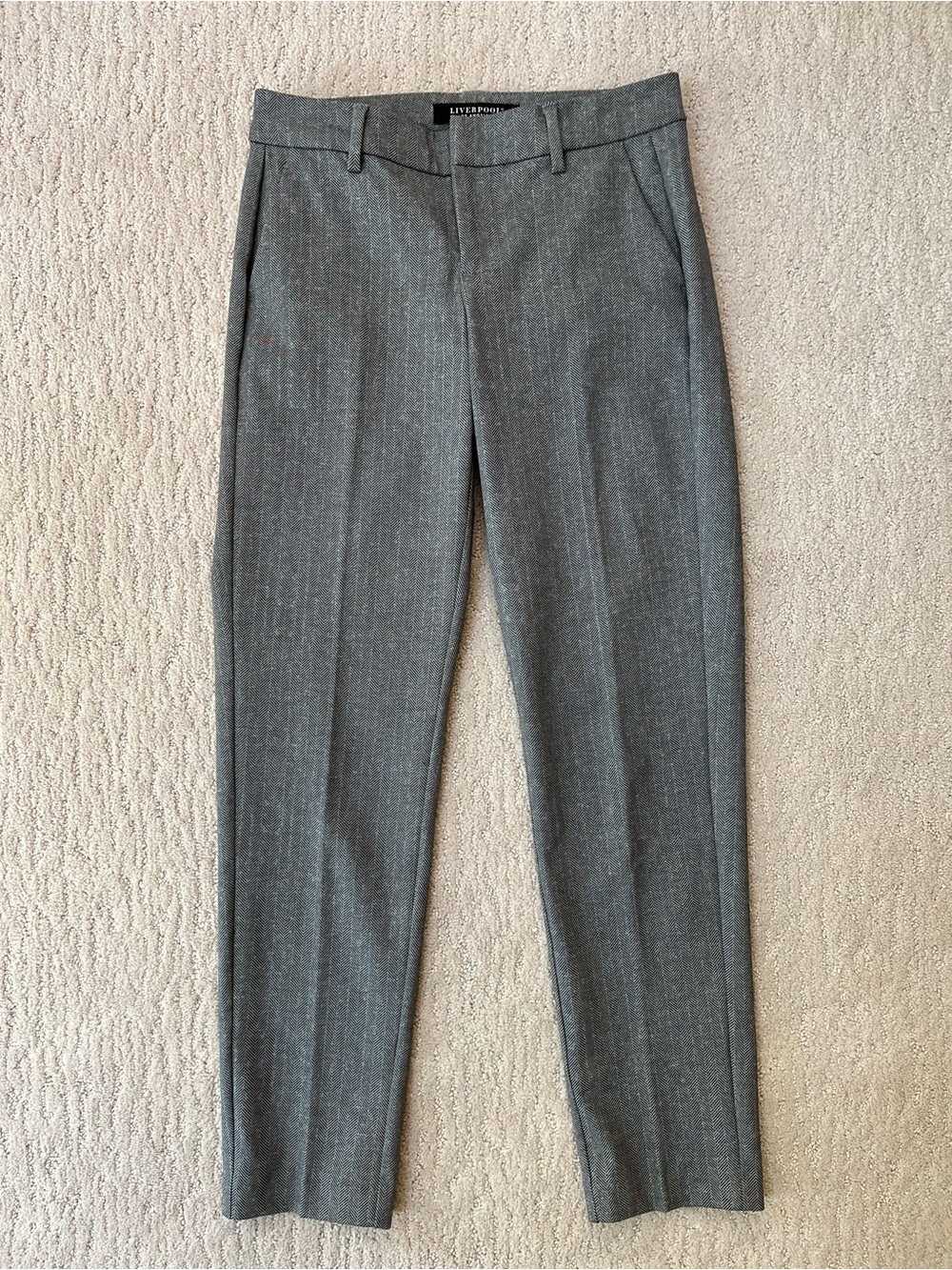 Liverpool Kelsey Herringbone Knit Trousers 0/25 Gray